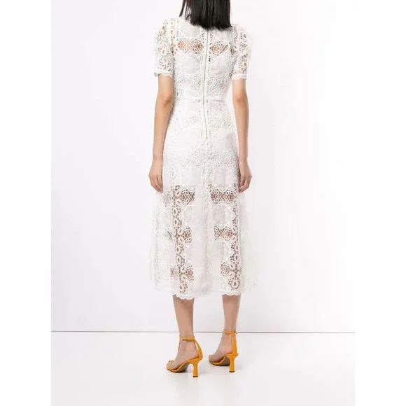 Alice McCall Diamond Veins Lace Midi Dress in White size 2